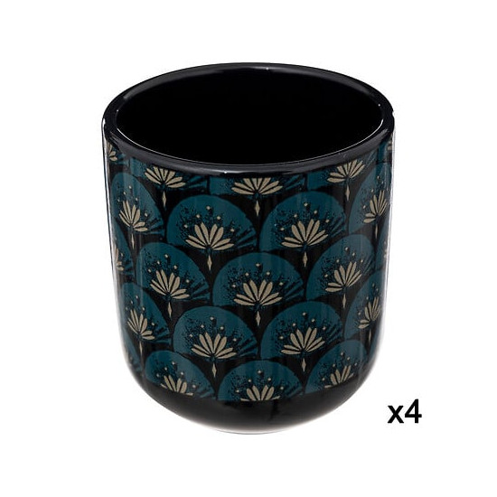COFFRET 4 TASSES JILING BLEU INDIGO 10CL de J-Line by Jolipa - Déco intérieur dans J031