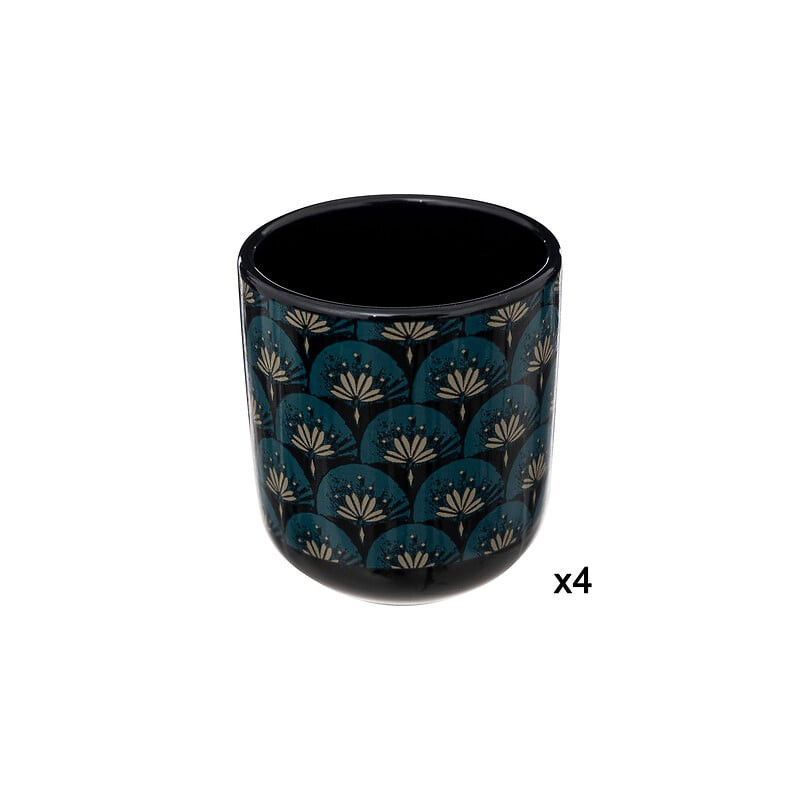 COFFRET 4 TASSES JILING BLEU INDIGO 10CL de J-Line by Jolipa - Déco intérieur dans J031