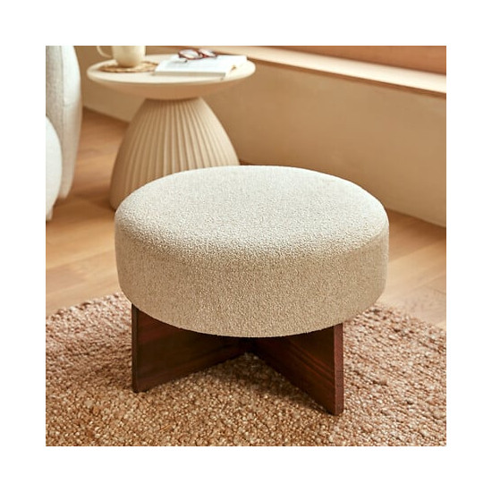 POUF KAYAN IVOIRE D50 H30 de J-Line by Jolipa - Déco intérieur dans J031