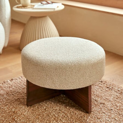 POUF KAYAN IVOIRE D50 H30 de J-Line by Jolipa - Déco intérieur dans J031