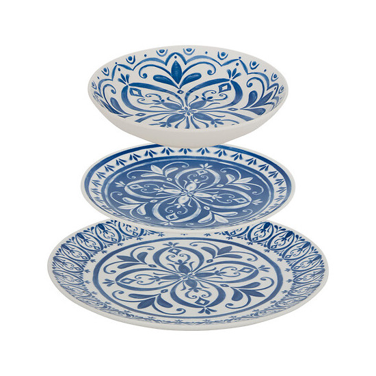 SERVICE VAISSELLE MANON BLEU 12P de J-Line by Jolipa - Déco intérieur dans Assiette