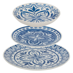 SERVICE VAISSELLE MANON BLEU 12P de J-Line by Jolipa - Déco intérieur dans Assiette