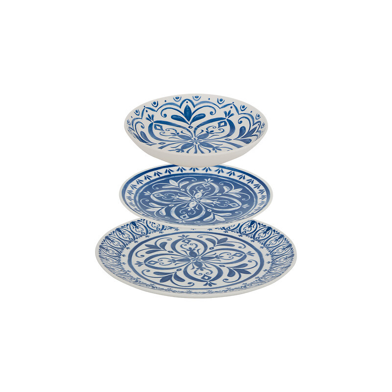 SERVICE VAISSELLE MANON BLEU 12P de J-Line by Jolipa - Déco intérieur dans Assiette
