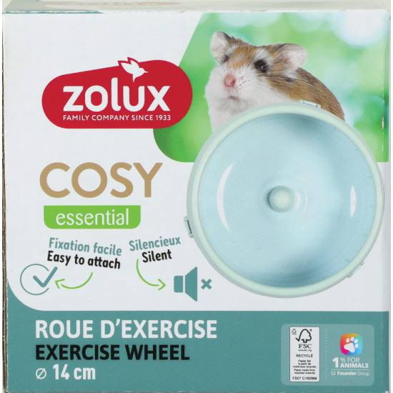 Roue plastique cosy 14cm bleu/vert de Zolux - Produit pour animaux dans Z002