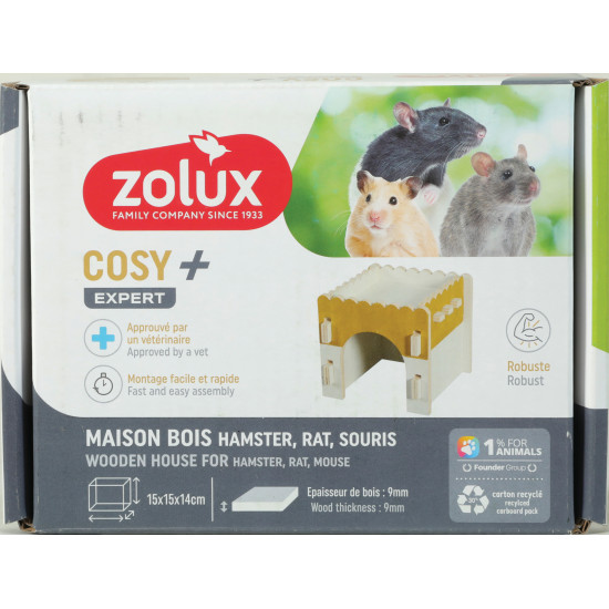 Maison bois cosy hamster rat souris 9mm de Zolux - Produit pour animaux dans Z002