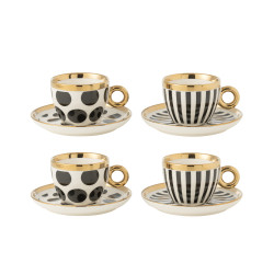 B/4 TASSE+SOUS-TASSES NOIR/OR de J-Line by Jolipa - Déco intérieur dans J037