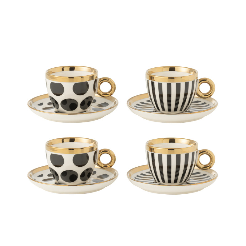 B/4 TASSE+SOUS-TASSES NOIR/OR de J-Line by Jolipa - Déco intérieur dans J037