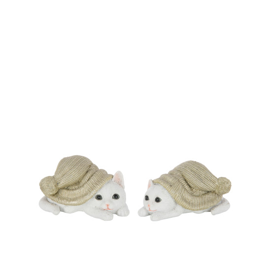 CHAT CHAPEAU GRIS VERT/BLANC M 2 ASS de J-Line by Jolipa - Déco intérieur dans J037
