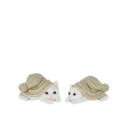 CHAT CHAPEAU GRIS VERT/BLANC M 2 ASS de J-Line by Jolipa - Déco intérieur dans J037