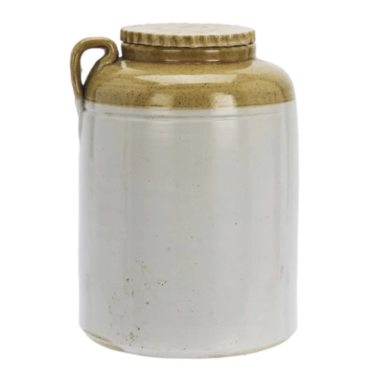 POT EN GRES GRIS CLAIR MOUTARDE D15-20CM de Madam Stoltz dans M124