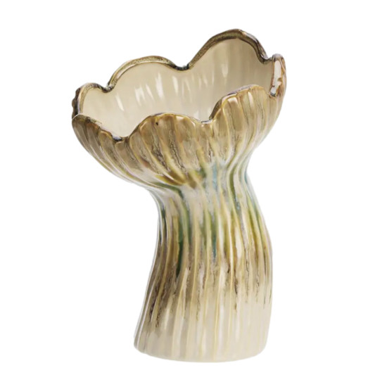VASE EN GRES BEIGE VERT MOUTARDE D14X20.5CM de Madam Stoltz dans M124