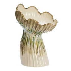 VASE EN GRES BEIGE VERT MOUTARDE D20X30CM de Madam Stoltz dans M124