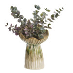 VASE EN GRES BEIGE VERT MOUTARDE D20X30CM de Madam Stoltz dans M124
