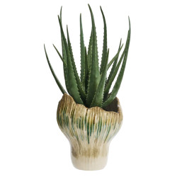 VASE EN GRES BEIGE VERT MOUTARDE D25X29CM de Madam Stoltz dans M124