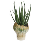 VASE EN GRES BEIGE VERT MOUTARDE D25X29CM de Madam Stoltz dans M124