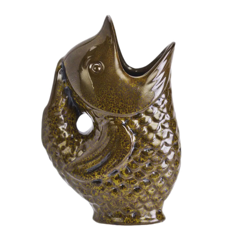VASE POISSON EN GRES KAKI H23.5CM de Madam Stoltz dans M124