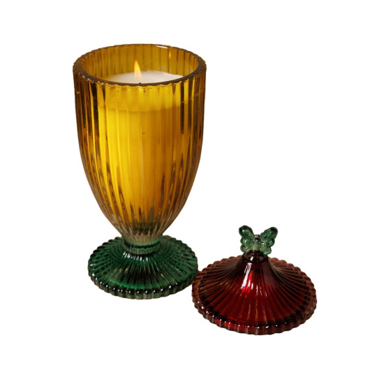 BOUGIE DANS BOCAL EN VERRE JAUNE PAPILLON de Chehoma dans C062