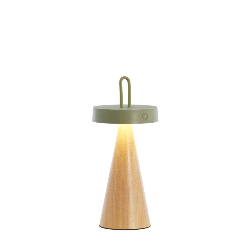LAMPE DE TABLE ANKENTA 1L VERT+BOIS D13x28.5CM de Jardinerie Bordeaux Libourne Gironde dans L1371
