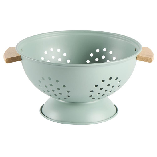Egouttoir metal vert amande mat 2 anses bambou de Jardinerie Bordeaux Libourne Gironde dans P206