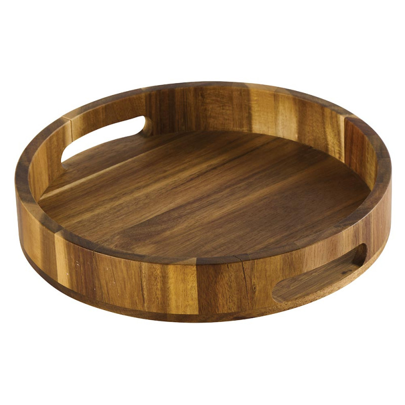 Plateau rond en acacia 2 anses d30 h5cm de Jardinerie Bordeaux Libourne Gironde dans P206