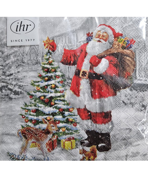 SERVIETTE LUNCH PERE NOEL ET SAPIN de Jardinerie Bordeaux Libourne Gironde dans M067