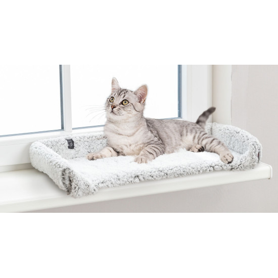 Matelas calida rebord fenêtre 60x25cm blanc-gris de Trixie - Produit pour animaux dans T050