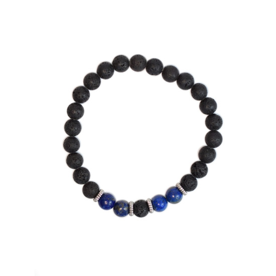 Bracelet perles rondes lapis-lazuli -pierre lave de Herboristerie et Esotérisme à Libourne dans D040