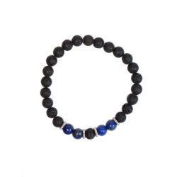 Bracelet perles rondes lapis-lazuli -pierre lave de Herboristerie et Esotérisme à Libourne dans D040