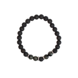 Bracelet perles rondes oeil faucon-pierre lave de Herboristerie et Esotérisme à Libourne dans D040