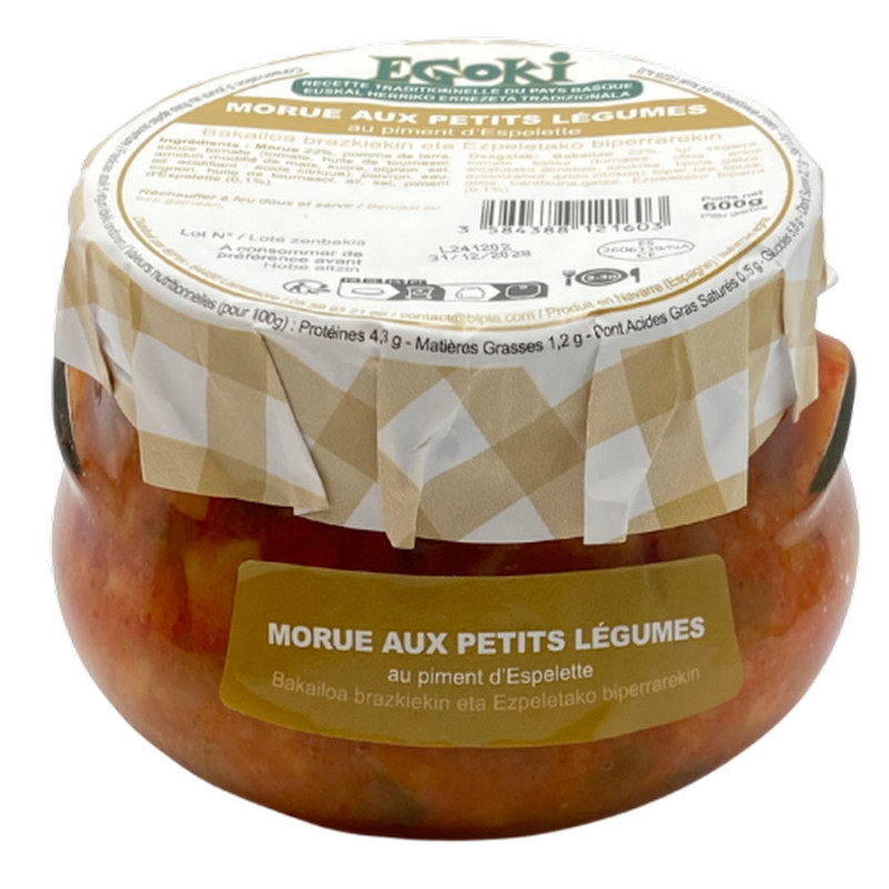 MORUE AUX PETITS LEGUMES PIMENT ESPELETTE 600G de Bipia dans 🥫 Conserves