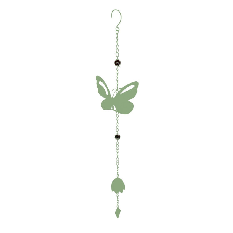 Carillon Papillon Vert Pâle avec Perles - 17,5x7x87 cm de Louis moulin, décoration pour le jardin dans L108
