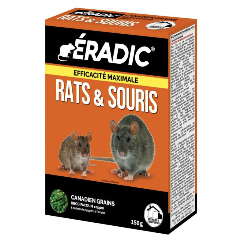 Raticide Céréales 150g ERADIC, Élimination des Rongeurs de Jardinerie Bordeaux Libourne Gironde dans S036