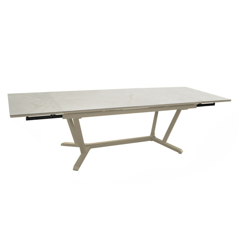 Table de Jardin VITA Extensible en Aluminium KEDRA Crème et Pralin - Élégance et Confort de Proloisirs - Océo - table et faut...