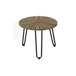 Table de Jardin COFFEE 50 en Acacia FSC 100% avec Pied en Acier Noir - Élégance Naturelle de Proloisirs - Océo - table et fau...
