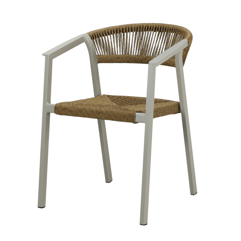 Fauteuil de Jardin Gabriel en Aluminium et Rope - Crème Naturel pour Décoration Élégante de Proloisirs - Océo - table et faut...