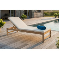 Transat de jardin en acacia Balito avec coussin - Décoration extérieure élégante pour maison et jardin de Proloisirs - Océo -...