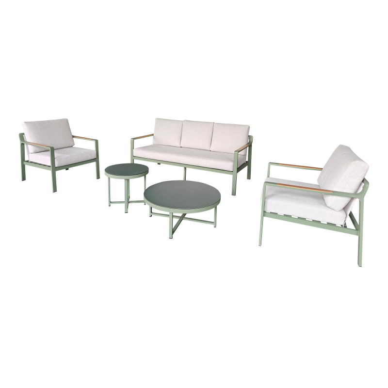Salon de Jardin CLIN SET 4PCS avec Coussins TERRA/AMANDE - Décoration Extérieure Élégante de Proloisirs - Océo - table et fau...