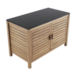 Meuble de Jardin FIDJI en Acacia FSC 100% avec Plateau en Granit Noir - Élégance et Durabilité de Proloisirs - Océo - table e...
