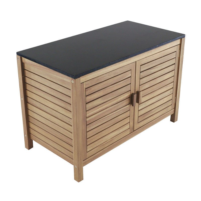 Meuble de Jardin FIDJI en Acacia FSC 100% avec Plateau en Granit Noir - Élégance et Durabilité de Proloisirs - Océo - table e...