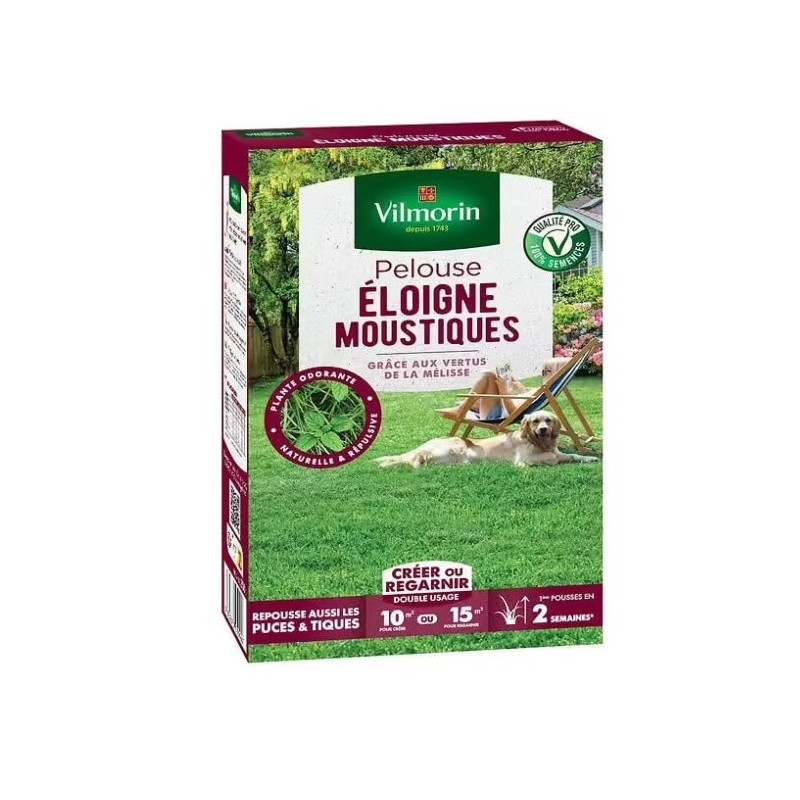 Pelouse Anti-Moustiques 250g - Mélange de graines pour éviter les moustiques, puces et tiques dans le gazon de Vilmorin - Gra...