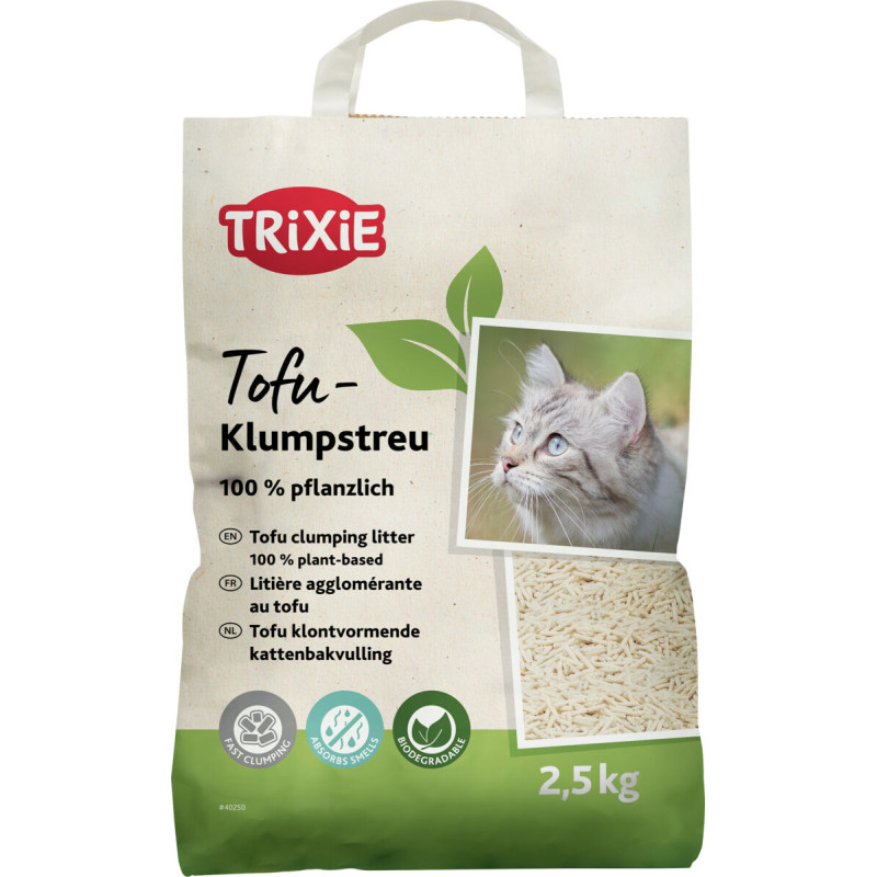 Litière écologique pour chat au tofu 2,5 kg absorbante, sans poussière de Trixie - Produit pour animaux dans T050