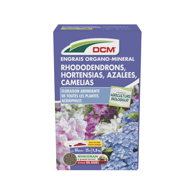 Engrais Hortensias rhododendron caméllias en granulés - 1,5 kg - DCM de DCM - Engrais et terreaux dans D006