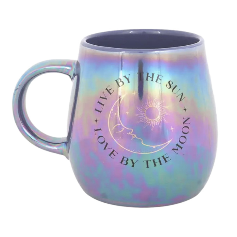 Tasse irisée « Live by the Sun, Love by the Moon » de Herboristerie et Esotérisme à Libourne dans S162