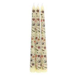 Ensemble de 3 bougies effilées à motif floral crème folk de Herboristerie et Esotérisme à Libourne dans S162