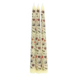Ensemble de 3 bougies effilées à motif floral crème folk de Herboristerie et Esotérisme à Libourne dans S162