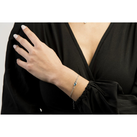 Bracelet Trikete Celte Argent Rhodie 925 et Oz Bleu de Herboristerie et Esotérisme à Libourne dans T070