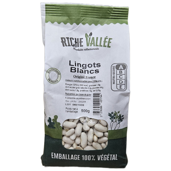 HARICOTS LINGOTS BLANCS 500G de Table des producteurs Libourne dans 🫘 Haricots, lentilles et légumes secs