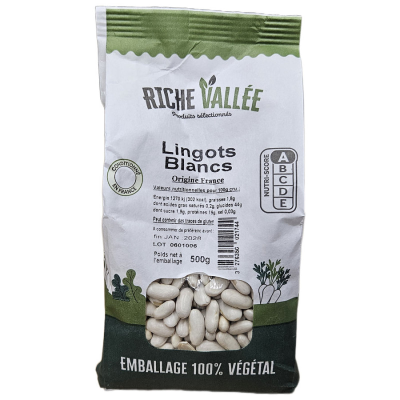 HARICOTS LINGOTS BLANCS 500G de Table des producteurs Libourne dans 🫘 Haricots, lentilles et légumes secs
