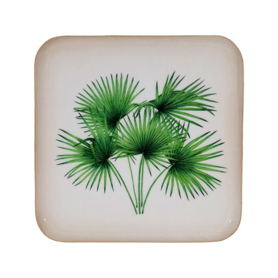 PLATEAU PALMIER VERT 27X27CM de Comptoir de Famille - Objet de décoration dans Y001