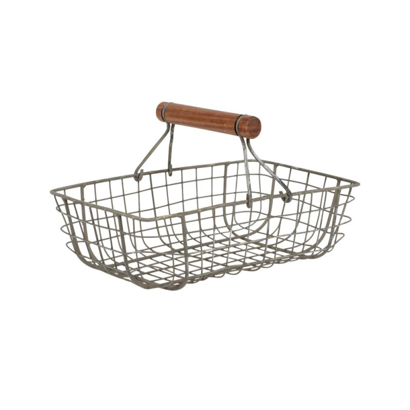 PANIER CUISINE GRIS A/ANSE 21.5X14 H12.5CM de Comptoir de Famille - Objet de décoration dans Y001